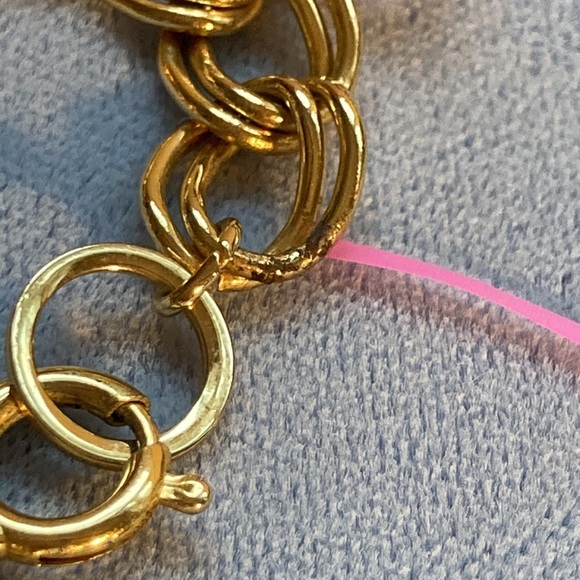 Gold double links bracelet with semi precious beads handmade - Picture 15 of 16